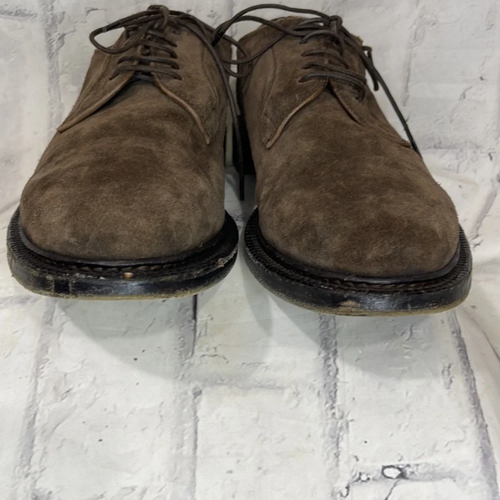 Boglioli Suede Derby Shoes Lace Up Brown Suede Stacked Heel